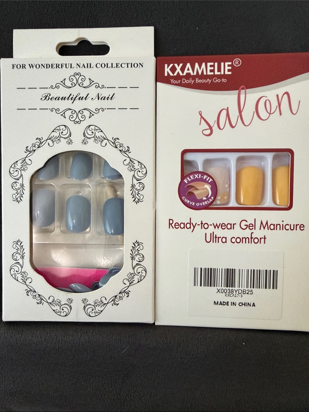 Salon Ready-to-Wear Gel Manicure - Yellow & Light Blue press on nails